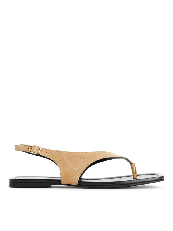 ARKET Suede Thong Sandals Beige