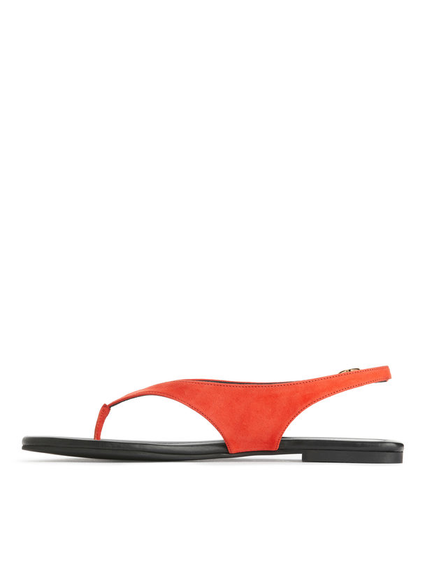 ARKET Zehenstegsandalen aus Wildleder Orange