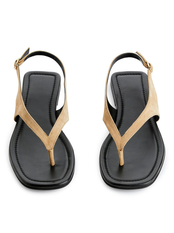 ARKET Suede Thong Sandals Beige