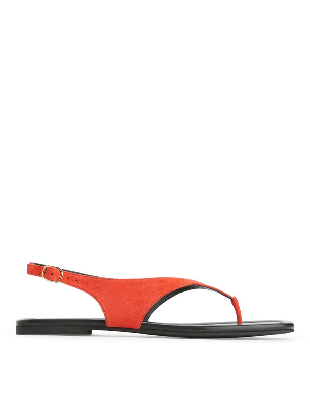 ARKET Zehenstegsandalen aus Wildleder Orange