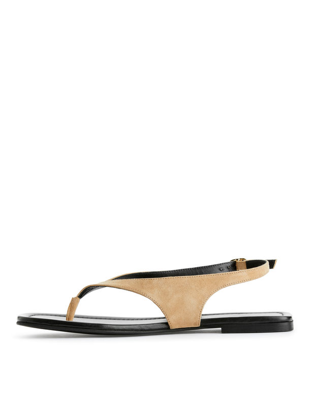 ARKET Suede Thong Sandals Beige