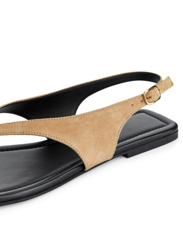 ARKET Suede Thong Sandals Beige