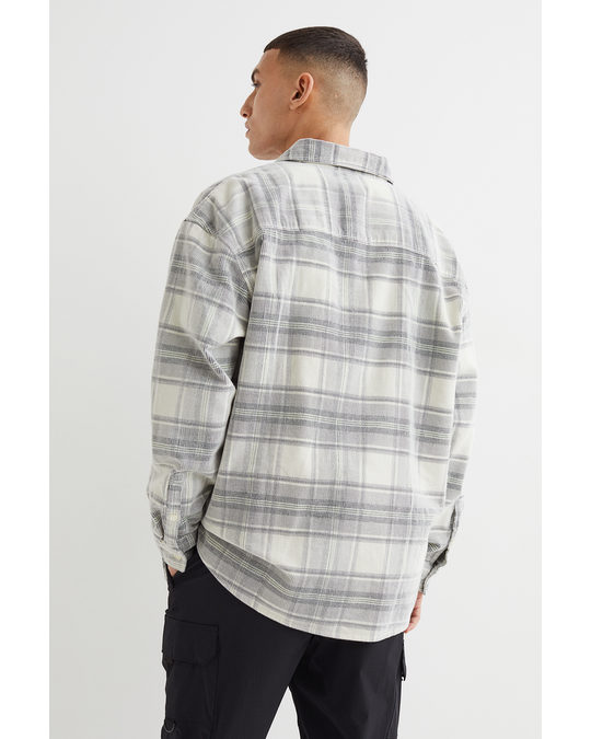 H&M Oversized Fit Corduroy Overshirt Grey/white Checked