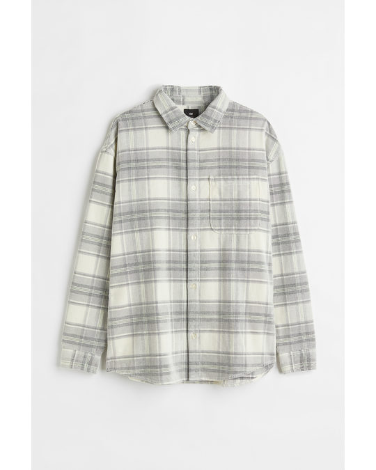 H&M Oversized Fit Corduroy Overshirt Grey/white Checked