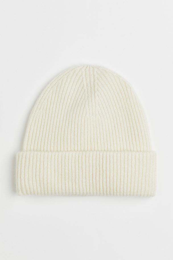 H&M Knitted Cashmere Hat Cream