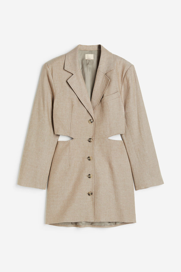 H&M Cut-out Linen-blend Blazer Dress Beige