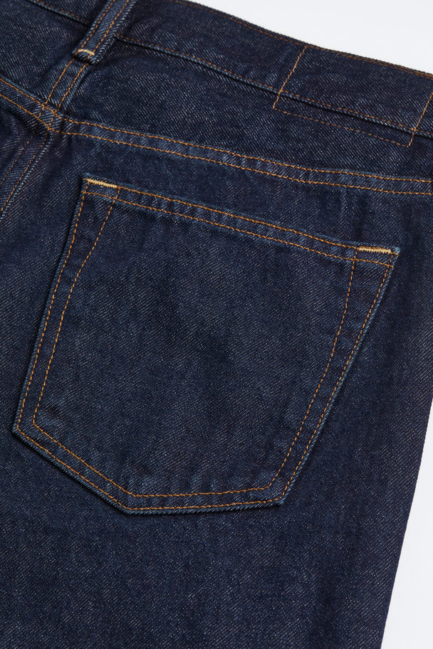 H&M Straight Relaxed Jeans Donker Denimblauw