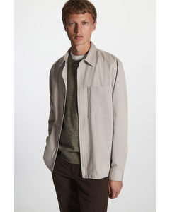 Relaxed-fit Zip-up Shirt Grey