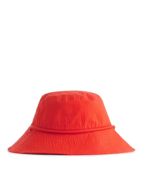 ARKET Bucket Hat Van Gebobbeld Katoen Oranje