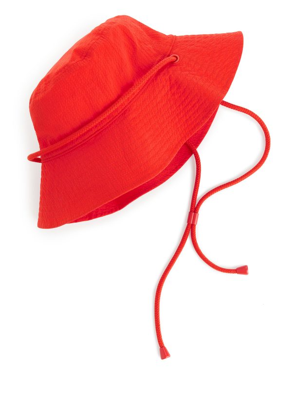 ARKET Bucket Hat Van Gebobbeld Katoen Oranje