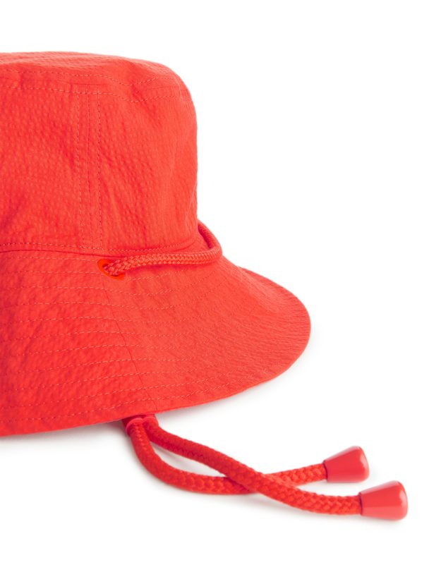 ARKET Seersucker Bucket Hat Orange