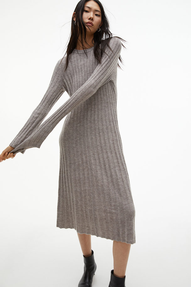 H&M Rib-knit Dress Greige