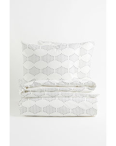 Double Cotton Duvet Cover Set White/patterned