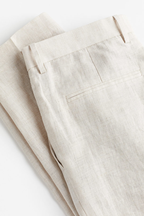 H&M Anzughose aus Leinen in Slim Fit Hellbeige