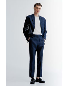 Anzughose aus Leinen in Slim Fit Marineblau