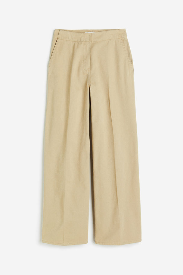 H&M Cotton Twill Trousers Beige