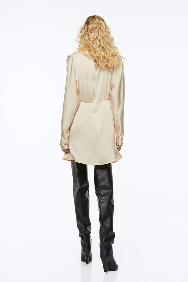 H&M Dolman-sleeved Dress Light Beige
