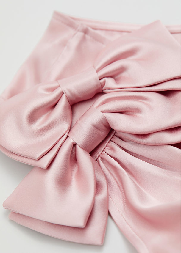 & Other Stories One Shoulder Satin Bow Top Light Pink