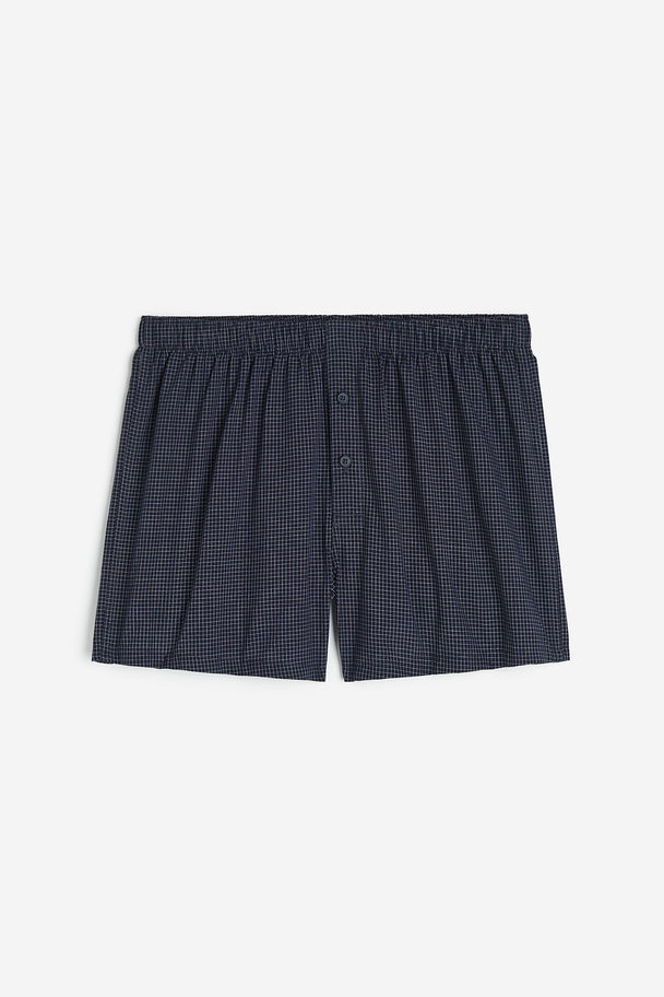 H&M 5-pack Woven Cotton Boxer Shorts Blue/checked