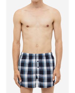 5-pack Woven Cotton Boxer Shorts Blue/checked