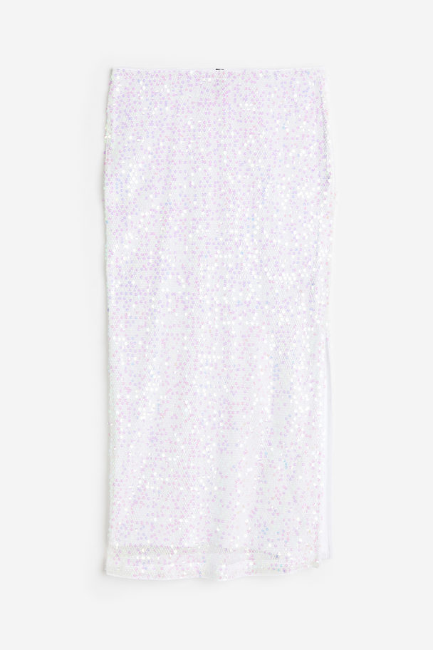 H&M Sequined Net Skirt White