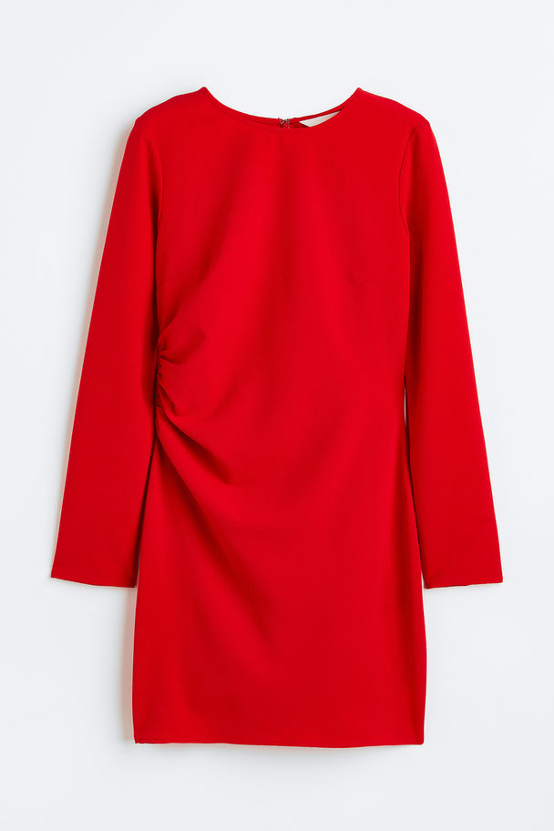 H&M Gerafftes Kleid aus Crêpe Rot