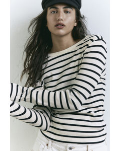 Ribbed Jersey Top White/striped