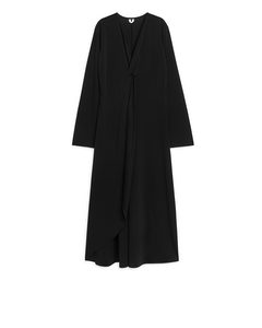 Kleid mit V-Ausschnitt und Twist-Detail Schwarz