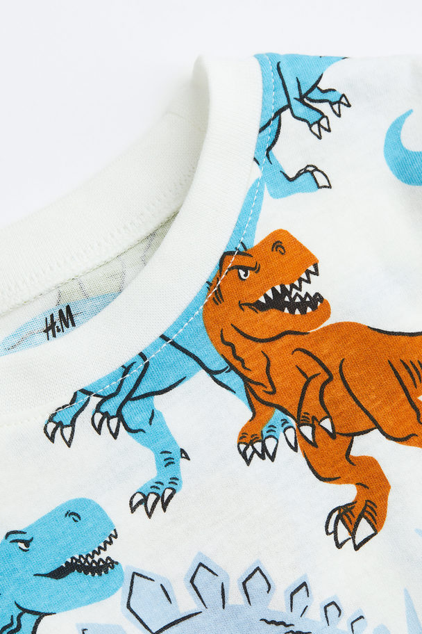 H&M Katoenen T-shirt Wit/dinosaurussen