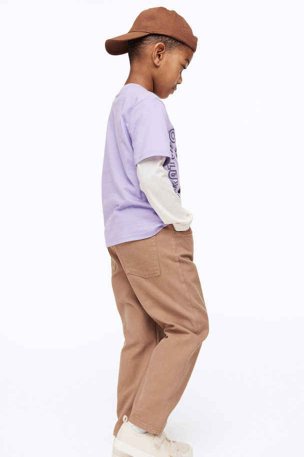 H&M Cotton T-shirt Light Purple/skateboards