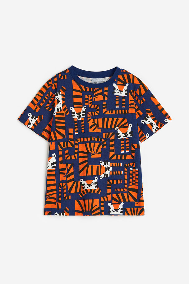 H&M Cotton T-shirt Orange/tiger