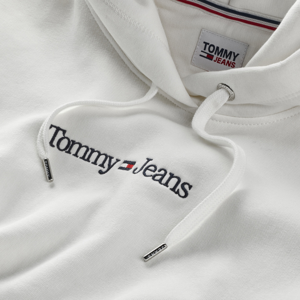 TOMMY JEANS Tommy Jeans Reg Serif Linear Hoodie Hvid