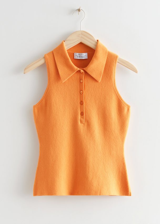 & Other Stories Collared Knit Top Orange