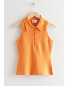 Collared Knit Top Orange