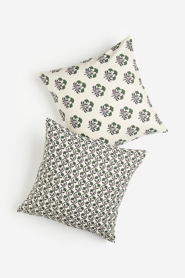 H&M HOME 2-pack Printed Cushion Covers Dark Green/floral