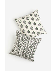 2-pack Printed Cushion Covers Dark Green/floral