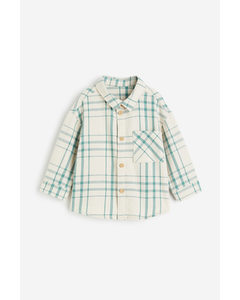 Flannel Shirt Cream/green Checked