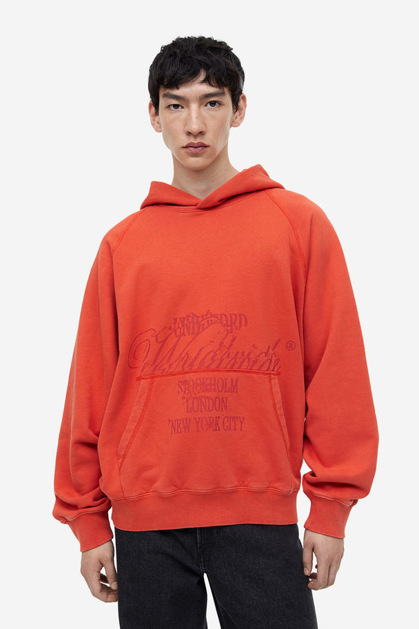 H&M Oversized Capuchonsweater Met Print Rood