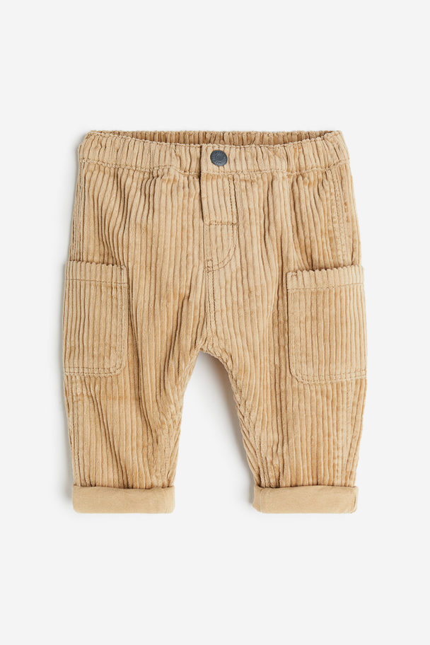 H&M Cotton Corduroy Trousers Beige