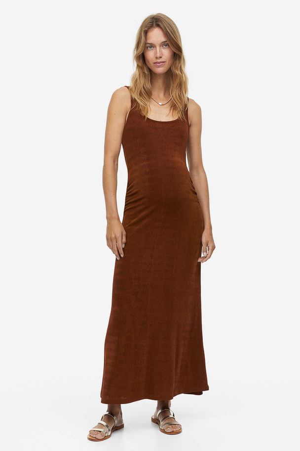 H&M Mama Shimmering Jersey Dress Brown