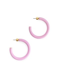 Hoop-Ohrringe aus Emaille Rosa/gold