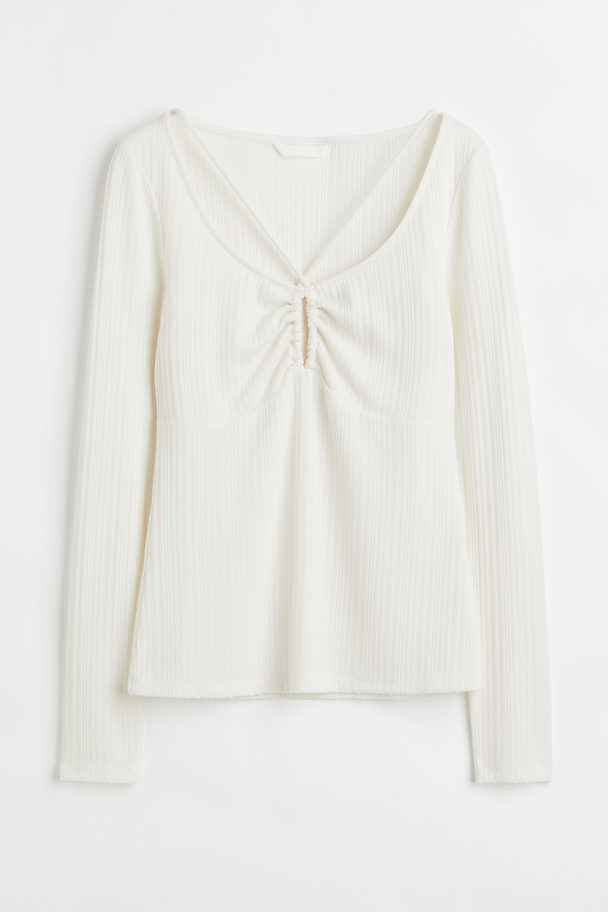 H&M Geripptes Jerseyshirt Weiß