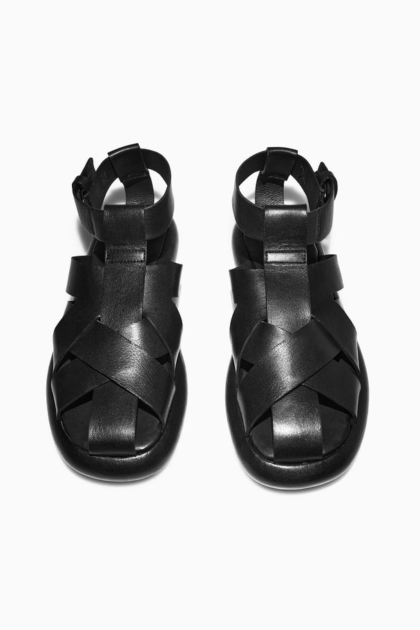 COS Leather Fisherman Sandals Black