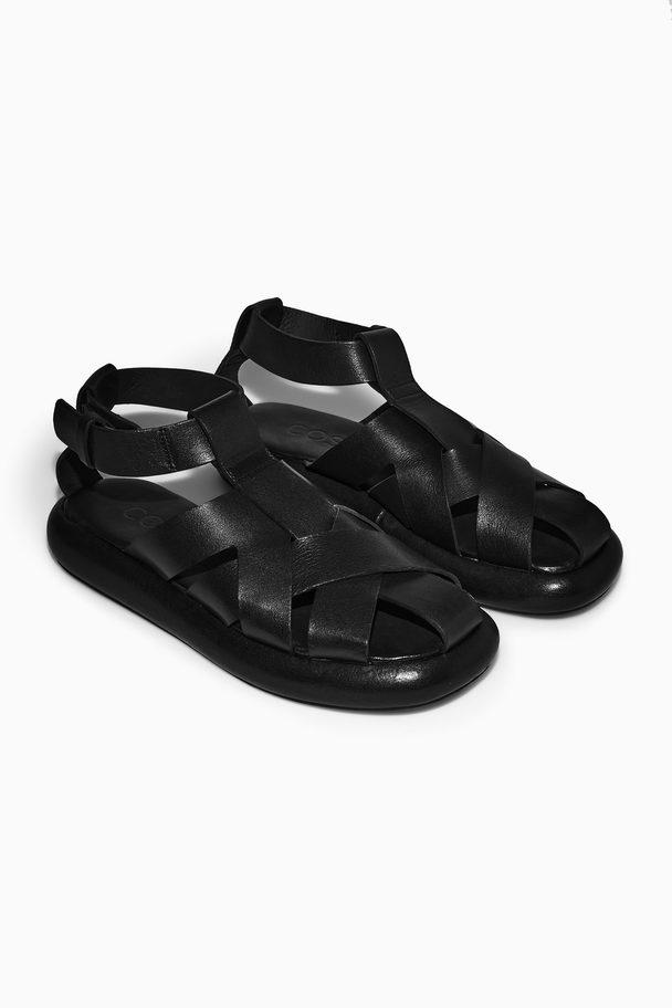 COS Leather Fisherman Sandals Black