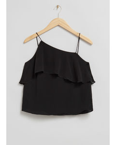 Diagonal Frilled Top Black