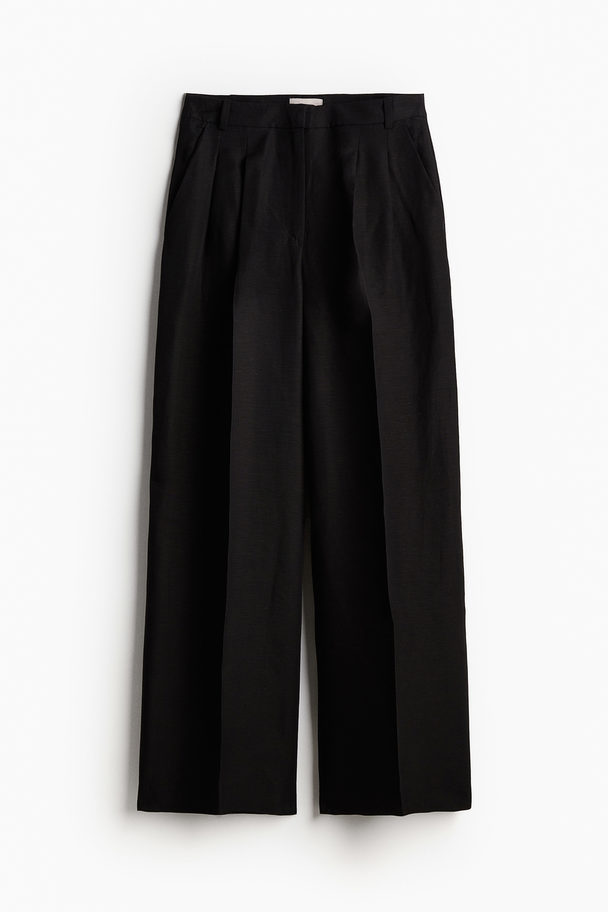 H&M Tailored Linen-blend Trousers Black