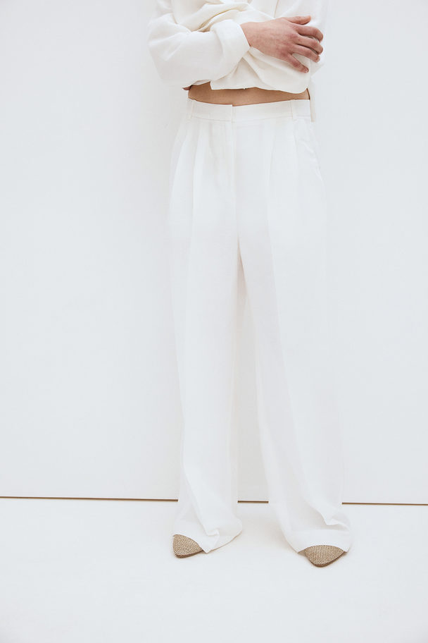 H&M Tailored Linen-blend Trousers White
