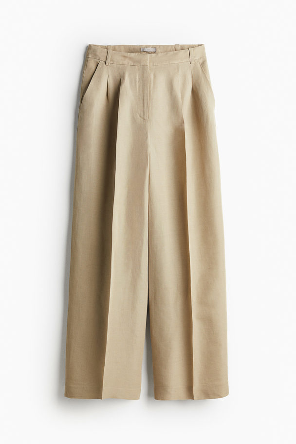 H&M Stylede Bukser I Hørblanding Beige