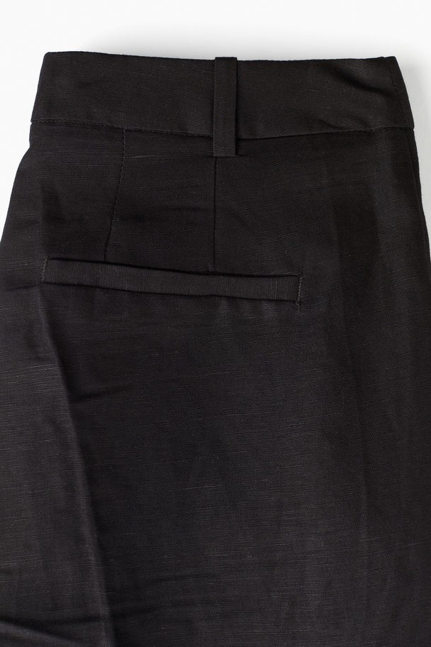 H&M Tailored Linen-blend Trousers Black