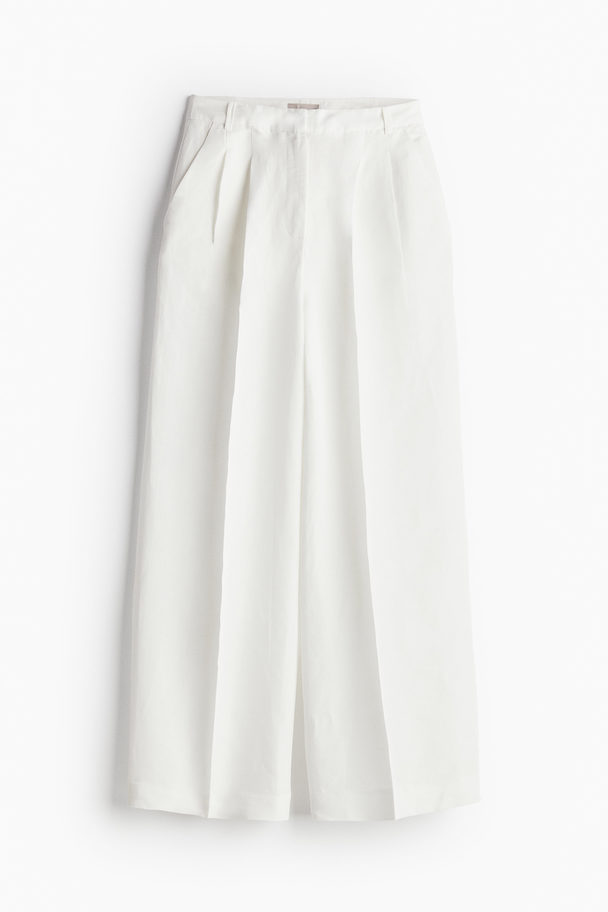 H&M Tailored Linen-blend Trousers White